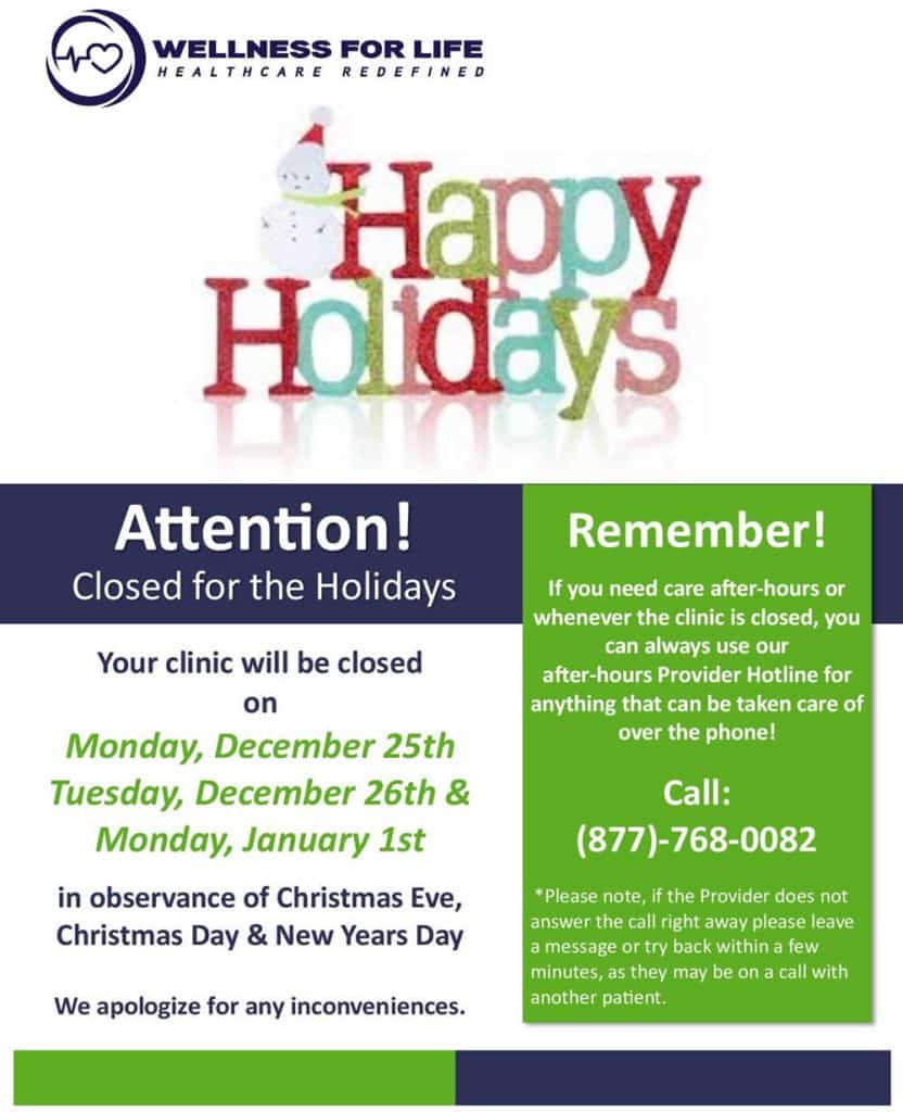 Clinic Holiday Closings 